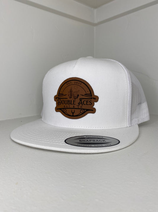 White OG Leather Patch Trucker