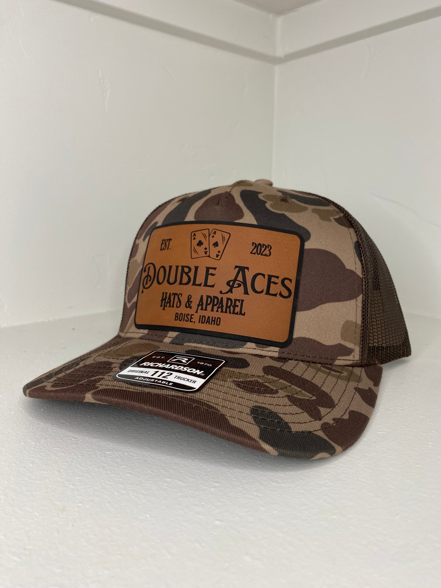 Duck Camo Aces Leather Patch Trucker