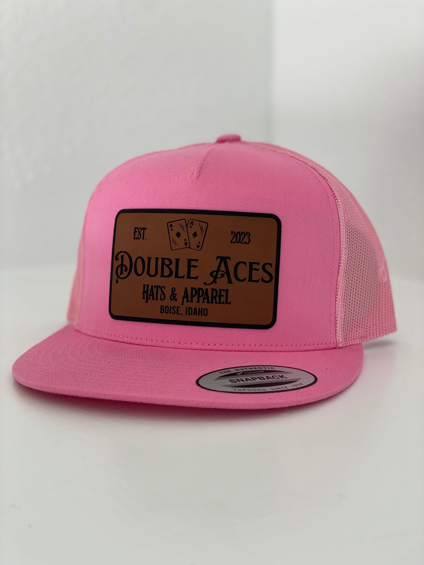 Aces Leather Patch Pink Trucker