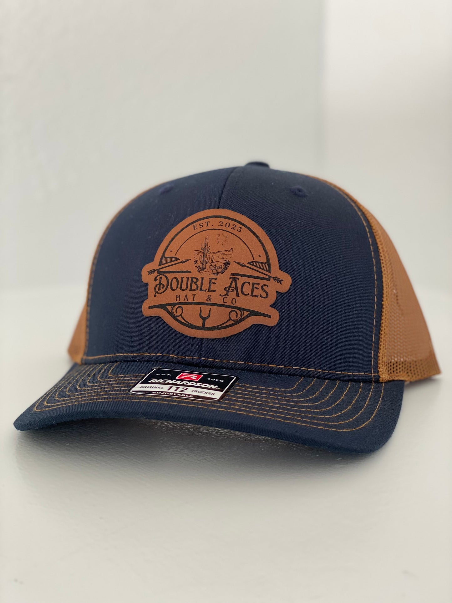 Navy/Caramel OG Leather Patch Trucker