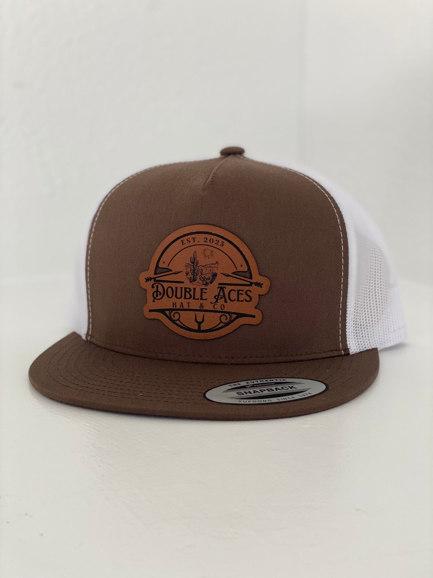 Brown/White OG Leather Patch Trucker