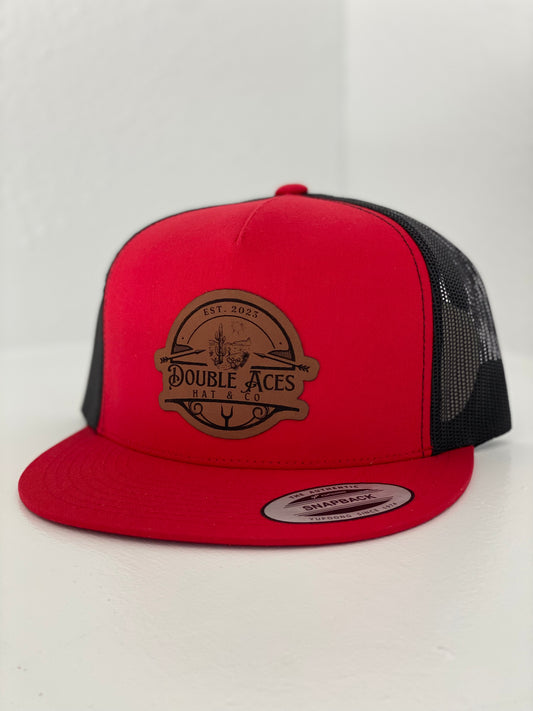 Red/Black OG Leather Patch Trucker