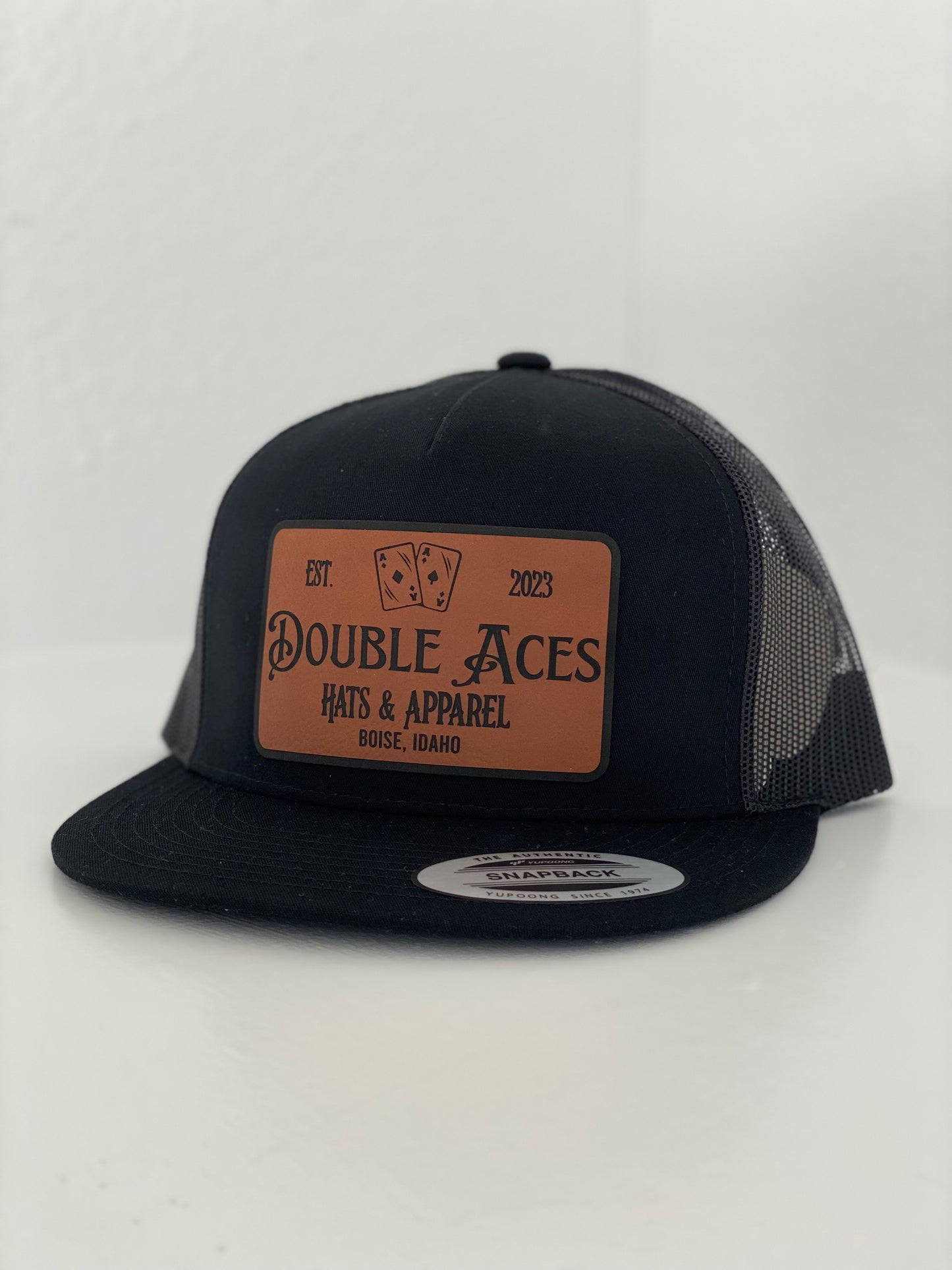 Aces Leather Patch Black Trucker