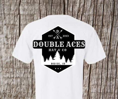 White double aces mountain t-shirt